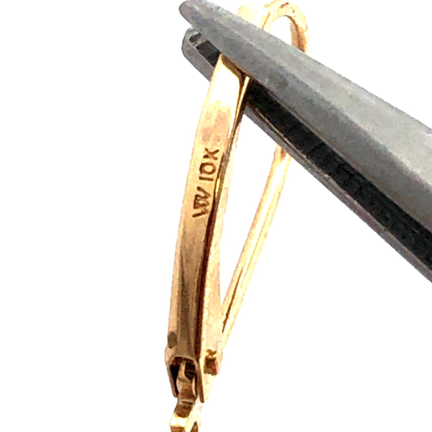 Designer 10K Yellow Gold Round White Pearl Oval Dangle Leverback Earrings