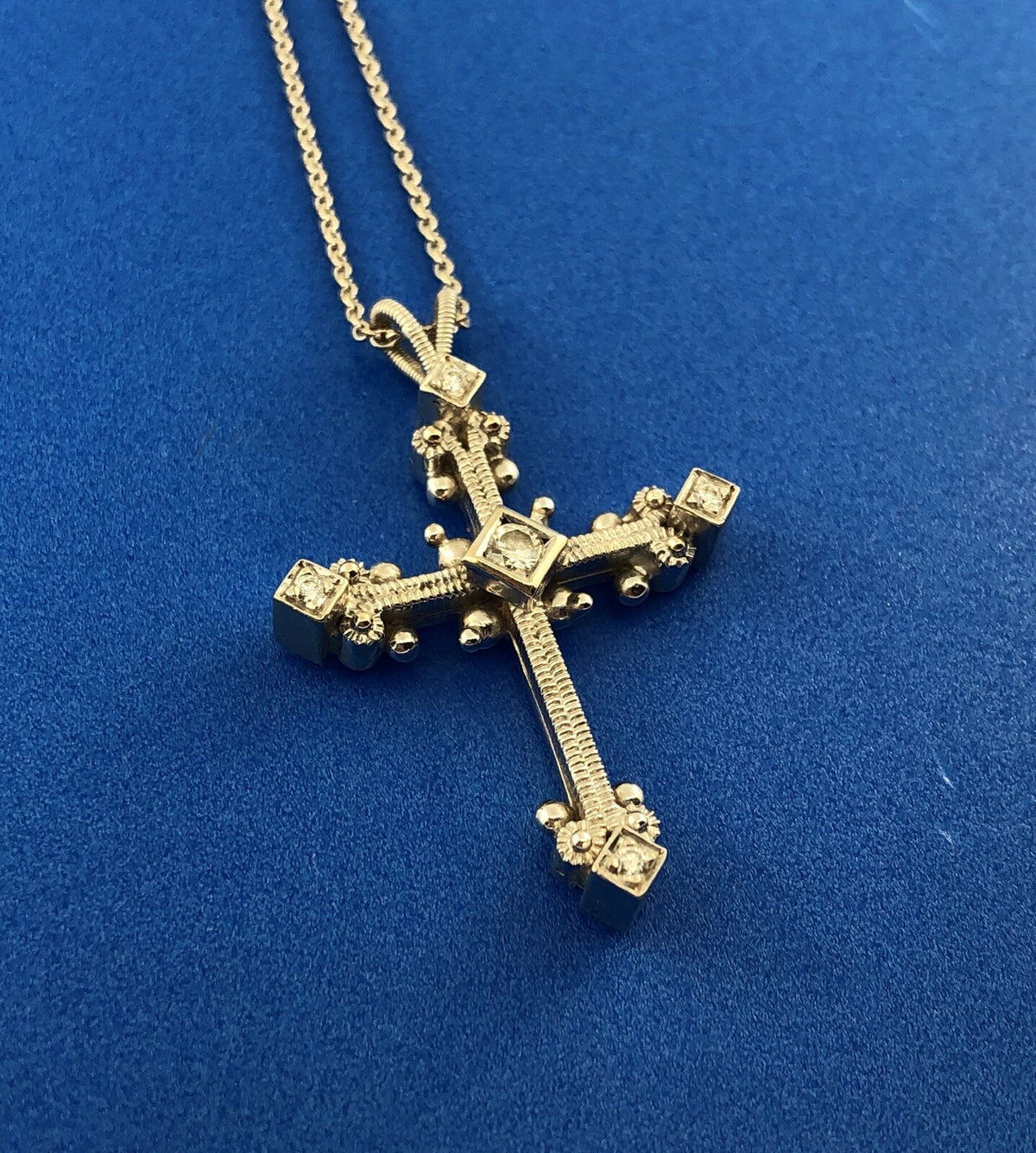 Eli Jewels 18K White Gold Diamond Aegean Collection Statement Cross Necklace