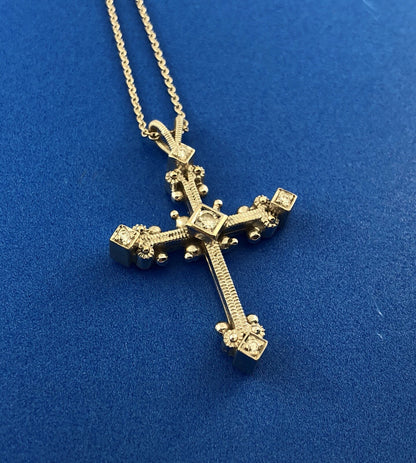 Eli Jewels 18K White Gold Diamond Aegean Collection Statement Cross Necklace