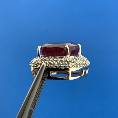 Designer Sterling Silver Ruby Solitaire Diamond Accent July Anniversary Pendant