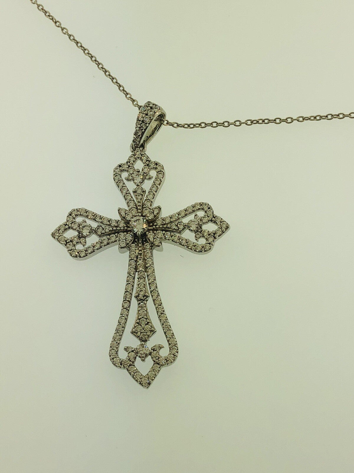 Jacmel Mauitius JCM Sterling Silver 925 Cubic Zirconia Statement Cross Necklace