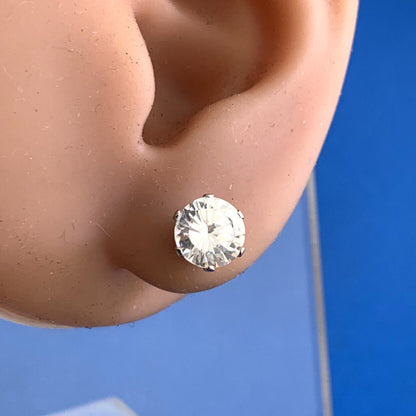 Brilliant Round Cubic Zirconia 925 Sterling Silver Statement Stud Earrings