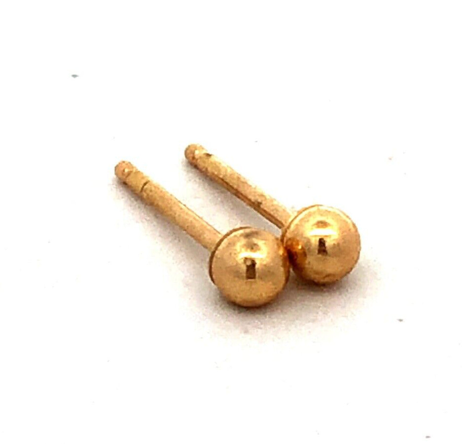 Designer 14K Yellow Gold Round Ball Starter Stud Earrings