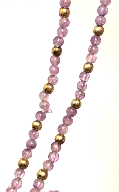 Vintage 1980's Amethyst & Gold-Tone Beaded 3-Piece Statement Necklace