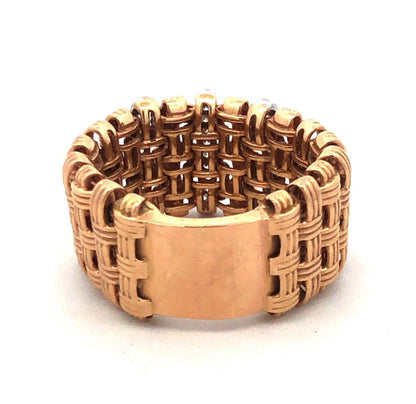 Roberto Coin 18K Yellow White Gold Appassionata Diamond Woven Band Ring