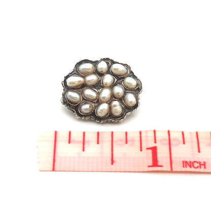 Vintage Designer Josee Desjardins 925 Sterling Silver Pearl Cluster Oval Pendant