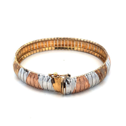 Designer Milor Italy 925 Sterling Silver Vermeil Gold Rose Gold Chain Bracelet