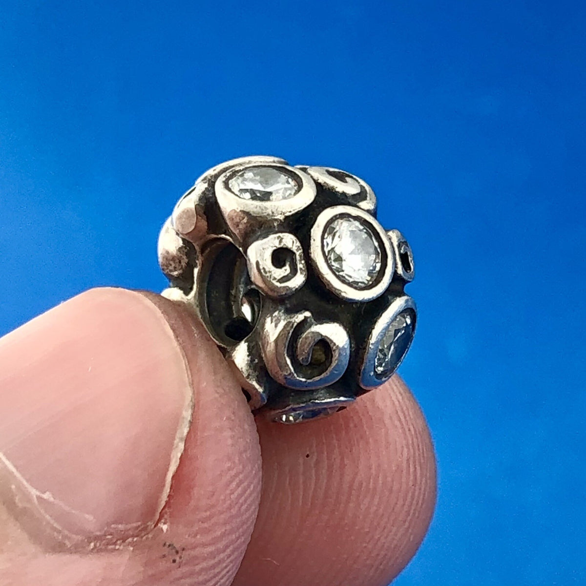 Retired Pandora Sterling Silver 925 ALE Primrose Path White CZ Spacer Charm