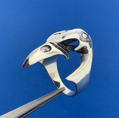 Sterling Silver 925 Eagle Phoenix Skull Biker's Guardian Statement Ring