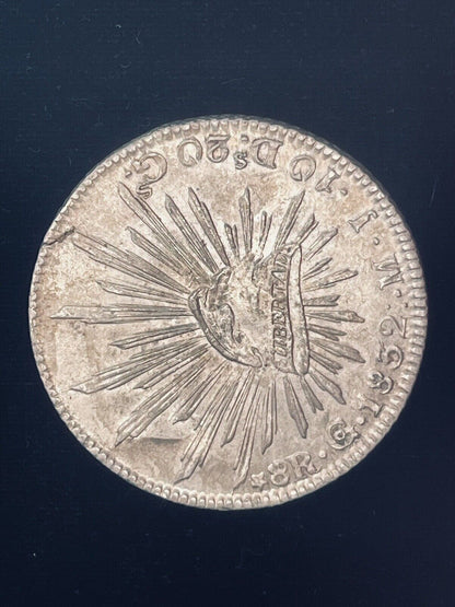 1832 Go Guanajuato Mexico 8 Reales .903 Silver M.J. 3 Dots After Date Straight J