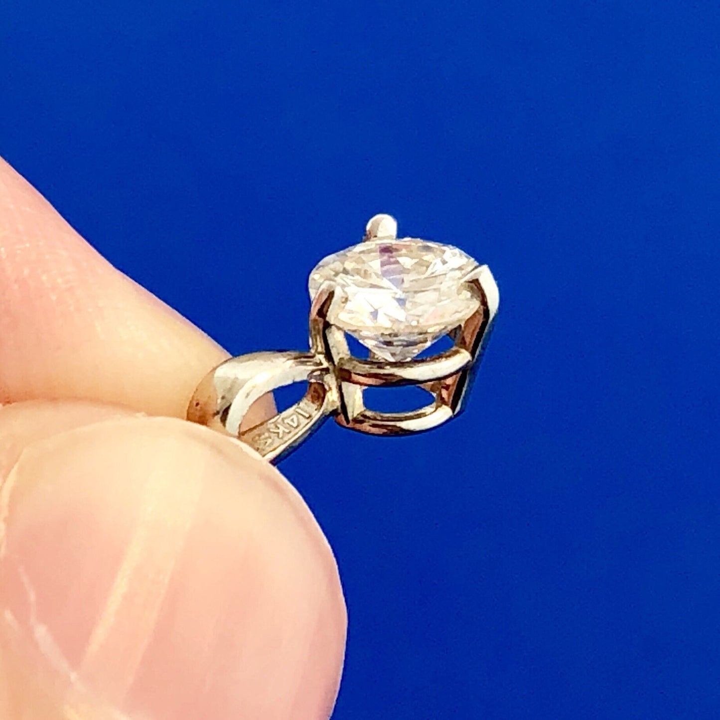 14K White Gold Round Diamond Solitaire Bridal Birthday Anniversary Pendant