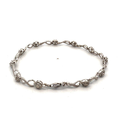 Designer JWBR 925 Sterling Silver Textured Infinity Anniversary Tennis Bracelet