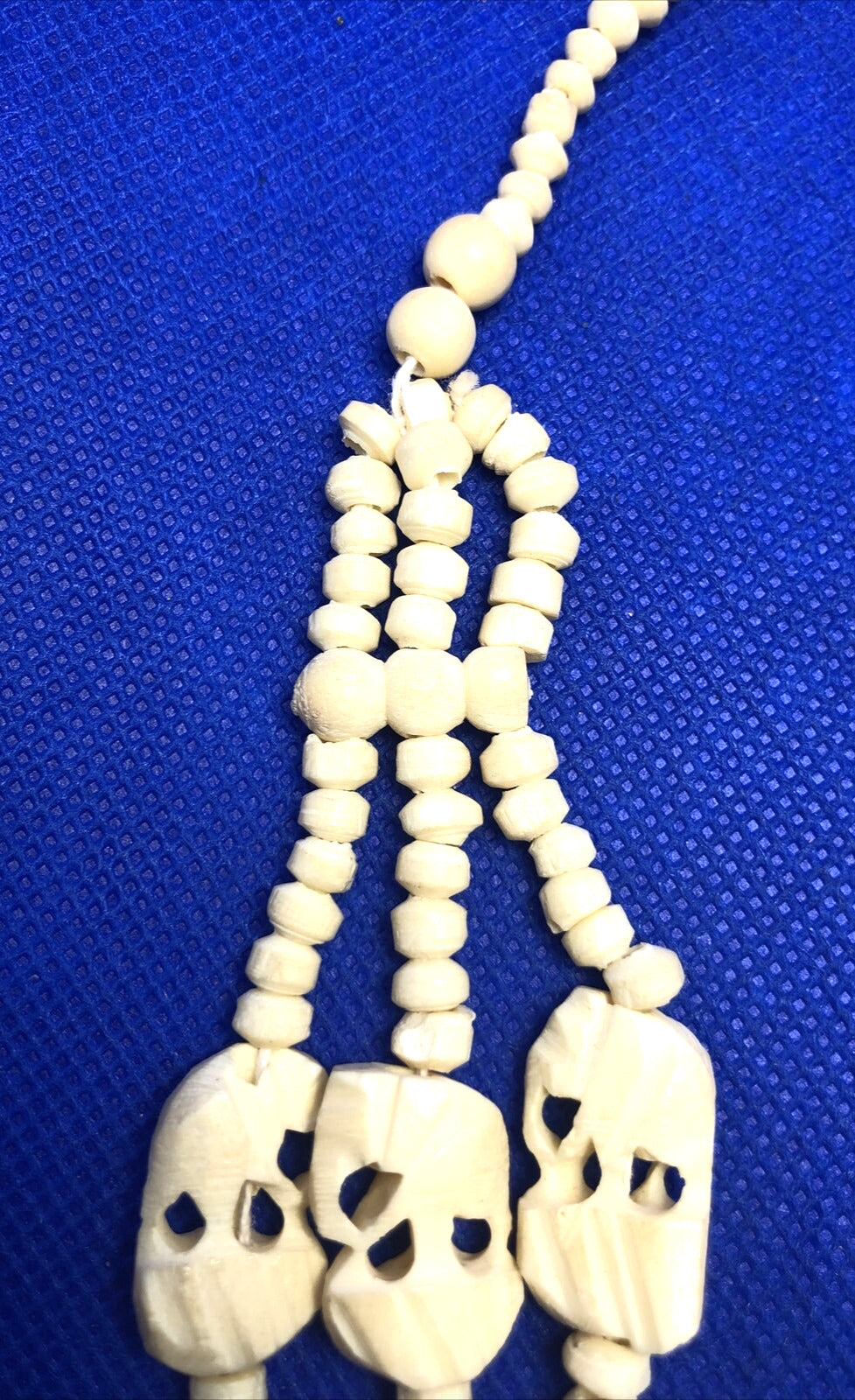 Artisan Hand Carved Resin Three-Strand Beaded Statement Necklace
