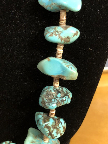 Vintage Artisan Natural Turquoise Chunky Beads Agate Bead Statement Necklace