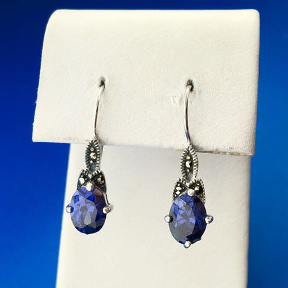 Designer CN Sterling Silver 925 Iolite Matching Necklace and Earring Set