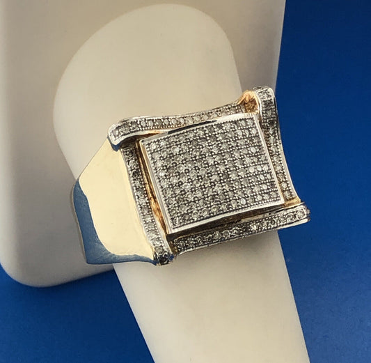 Gorgeous 10k Yellow Gold 0.5ct Round Cut Diamond Statement Ring Size 10