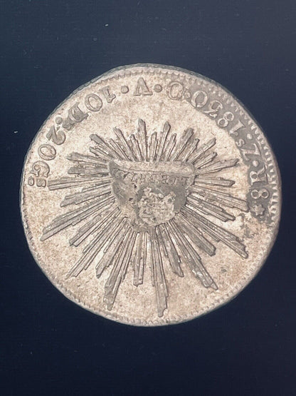 1830 Zs Zacatecas Mexico 8 Reales .903 Silver O.V. Cap and Rays Libertad Coin
