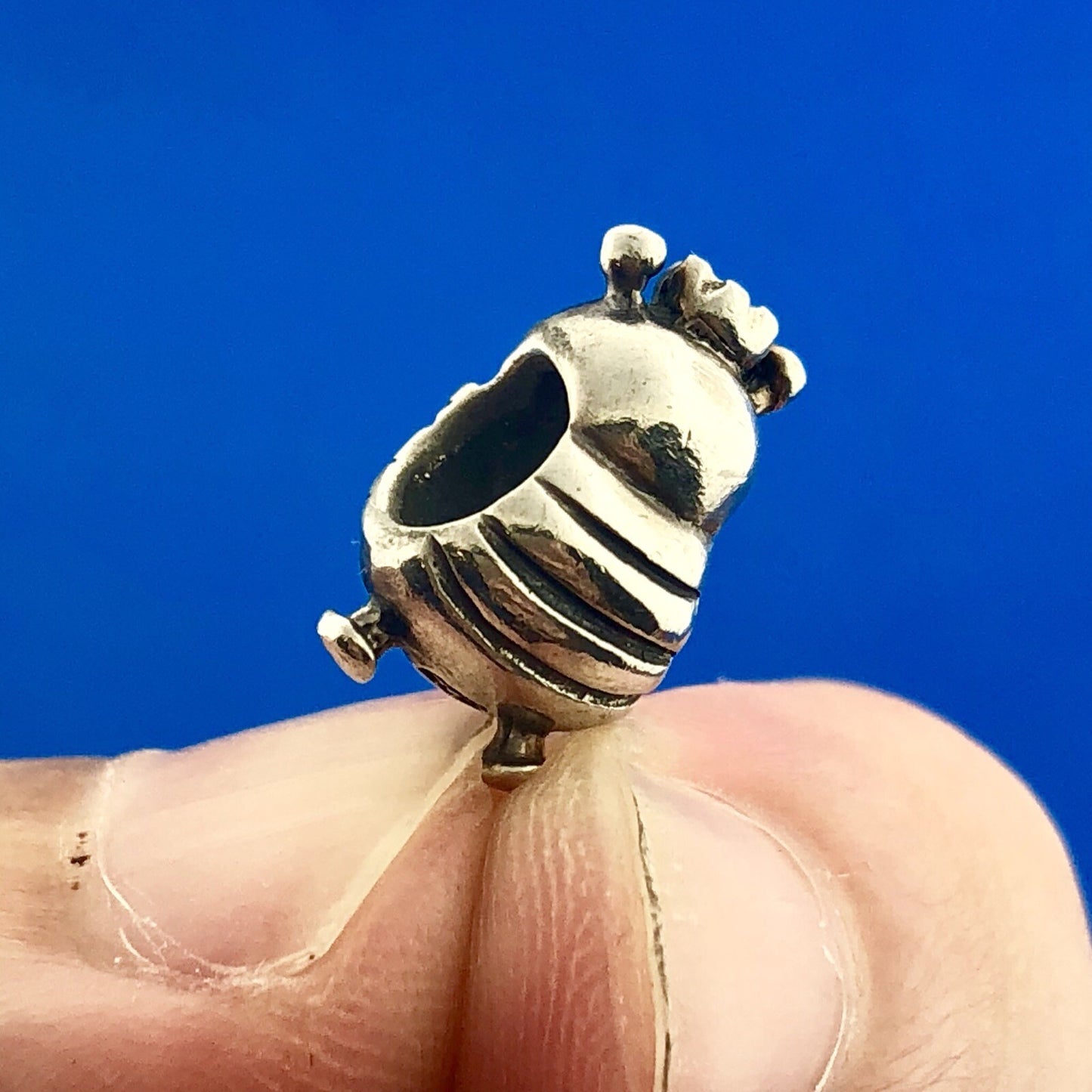 Designer 925 Sterling Silver Queen Bee Smiling Honey Bee Slide Bracelet Charm