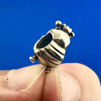 Designer 925 Sterling Silver Queen Bee Smiling Honey Bee Slide Bracelet Charm