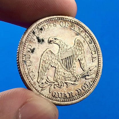 1845 P Seated Liberty Silver Quarter Dollar $.25 25c Philadelphia AU Details