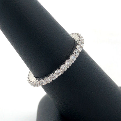 925 Sterling Silver Cubic Zirconia CZ Infinity Eternity Wedding Band Ring