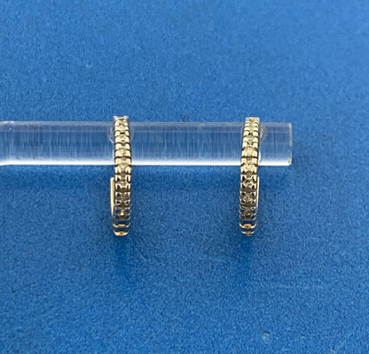 Designer 14K Yellow Gold Diamond April Anniversary Birthday Huggy Hoop Earrings
