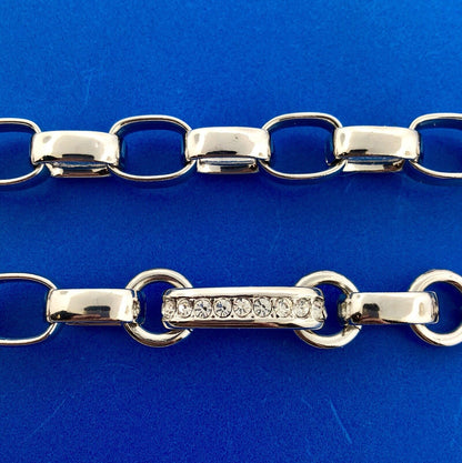 Swarovski Crystal Silver Tone Crystal Cuban Link Statement Chain Necklace