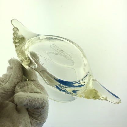 Mid Century Glass Bake Patent 124842 Clear Glass Stuffed Crab Mold Dish