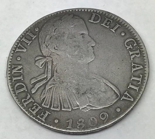 1809 TH Silver 8 Reales Mexico City Mint Pillar Dollar Colonial Coin