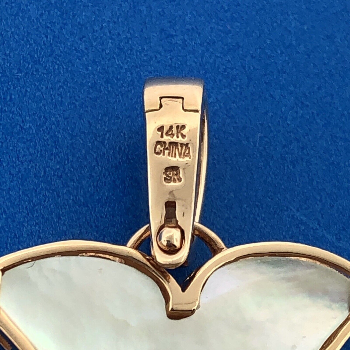 14k Yellow Gold Diamond Ruby Mother of Pearl Reversible Cross Enhancer Pendant