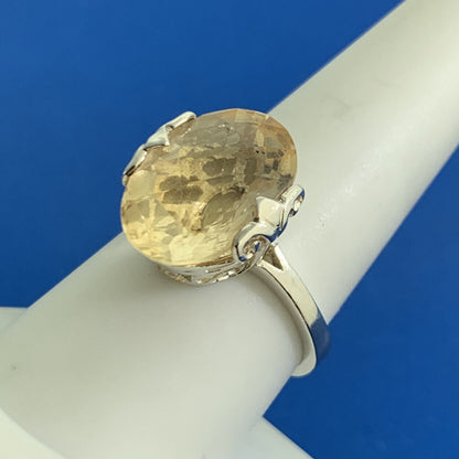 Designer Oval Citrine 925 Sterling Silver Statement Cocktail Ring