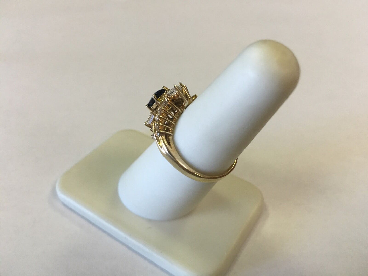 14k Yellow Gold Oval Sapphire with Diamond Accents Cocktail Ring