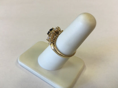 14k Yellow Gold Oval Sapphire with Diamond Accents Cocktail Ring