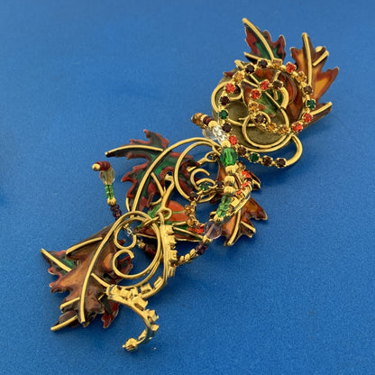 Lunch At The Ritz Turning Autumn Cubic Zirconia Enamel Statement Dangle Ear