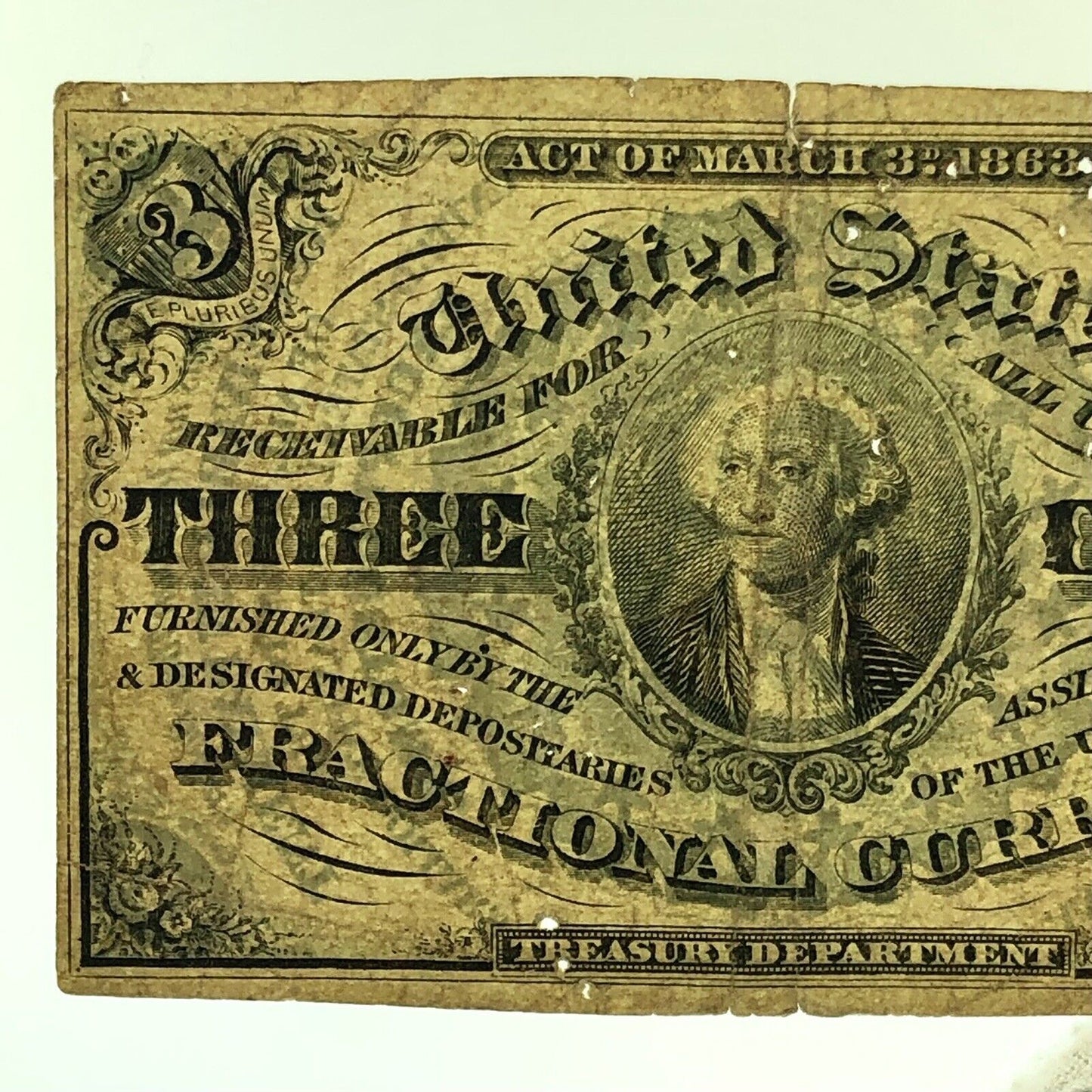 1864 3rd Issue 3 Cents Postage Fractional Currency Civil War Note Fr. 1227