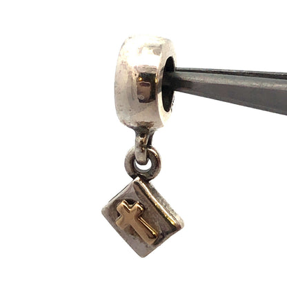 PANDORA Sterling Silver 14K Yellow Gold Bible Dangle 790409 Slide Bracelet Charm