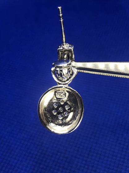 925 Sterling Silver Cubic Zirconia Circle Statement Stud Dangle Earrings