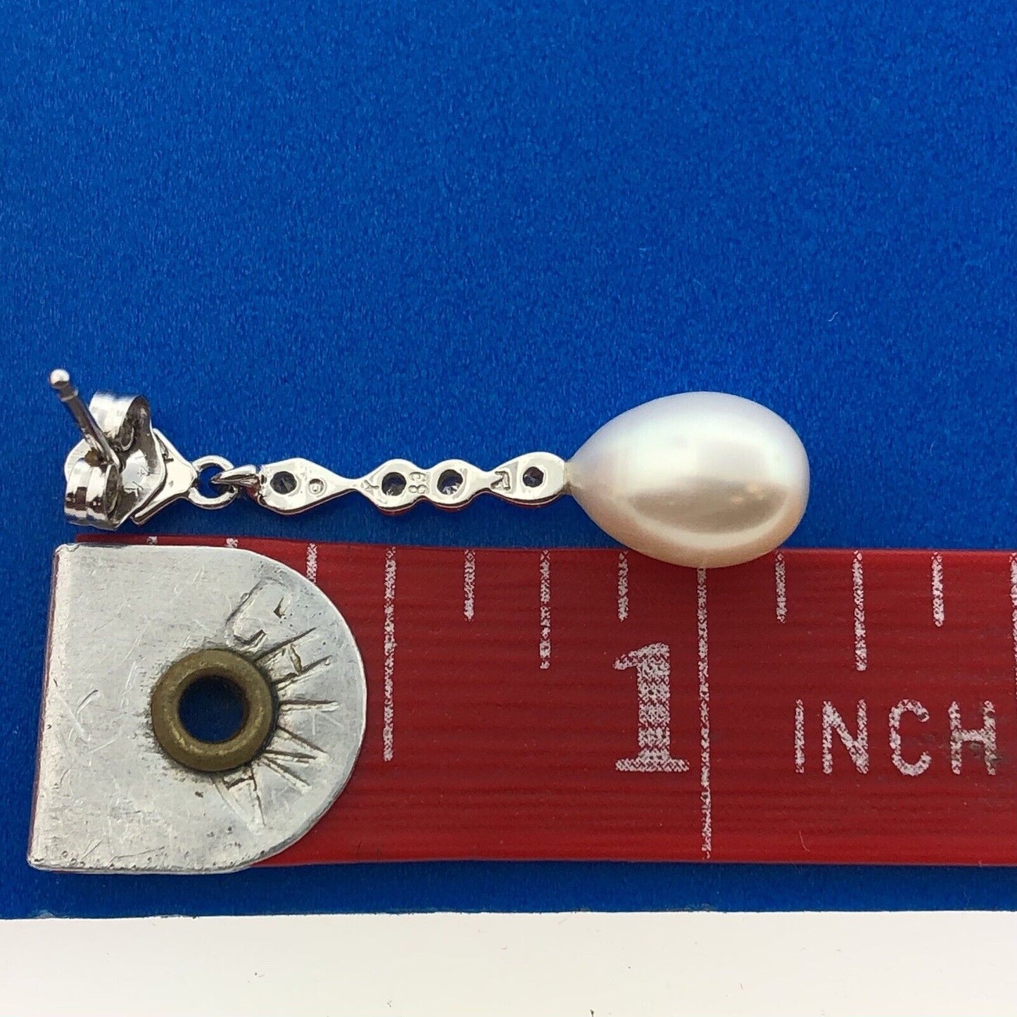 Elegant 14K White Gold Diamond Pearl Bridal Anniversary Drop Dangle Earrings