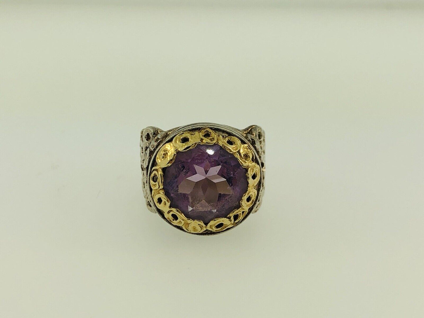 Adi Paz ZRW Israel 14K Yellow Gold Sterling Silver 925 Amethyst Cocktail Ring