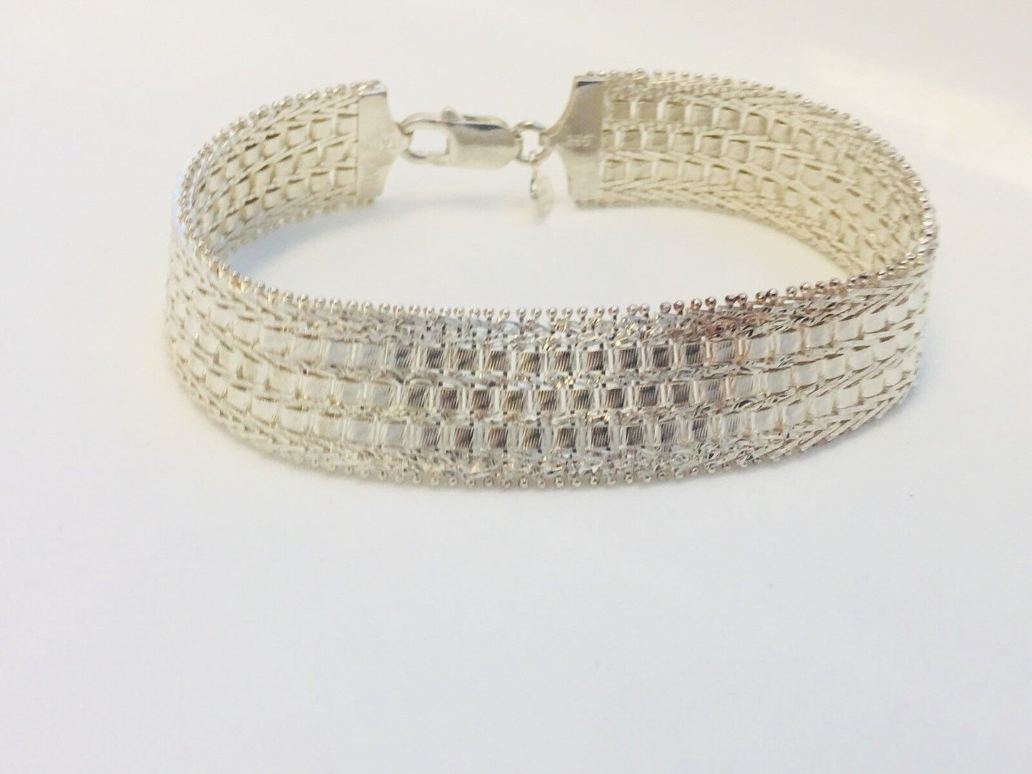 Karizia Spa KA 1772 La Dea Bendata 925 Sterling Silver Wide Textured Bracelet