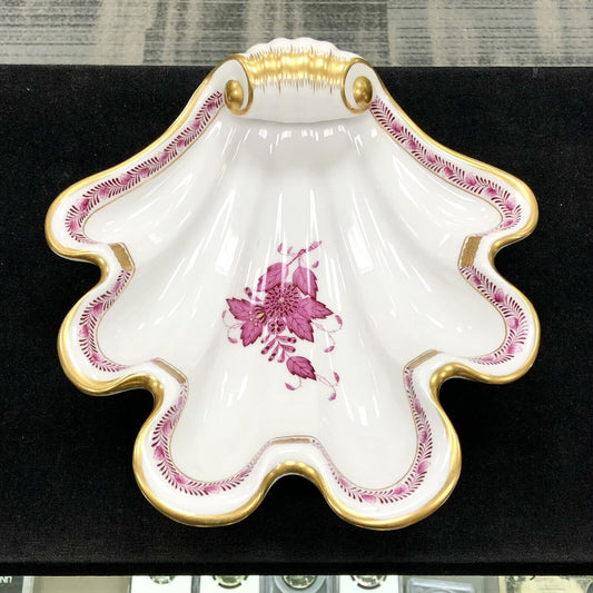 Vintage Herend Hugary Raspberry Chinese Bouquet Apponyi Large Shell Serving Dish