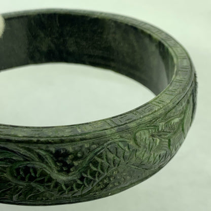 Vintage Carved Burmese Jade Dueling Dragon Fire Bird Statement Bracelet