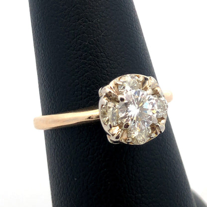 Vintage 14K Yellow Gold Diamond Flower Cluster Engagement Anniversary Ring