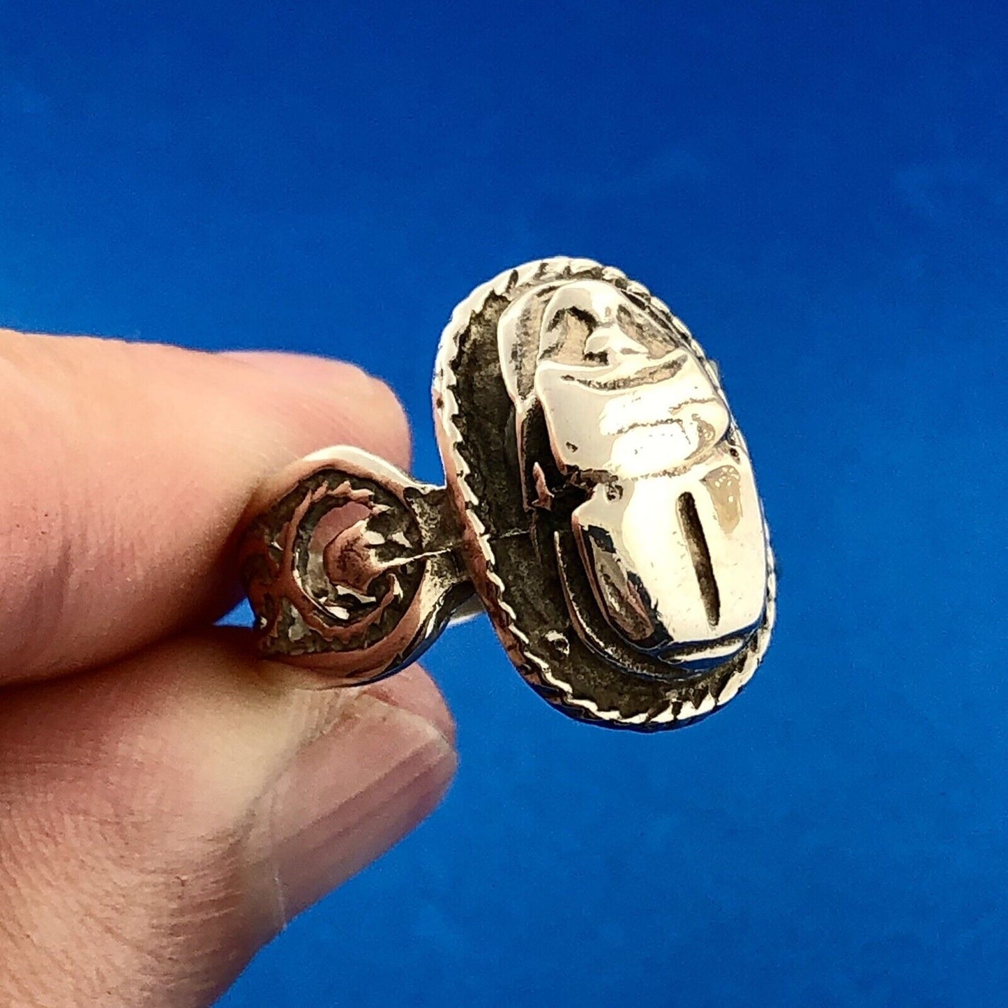 Estate Art Deco Art Nouveau European Marked Sterling Silver Scarab Ring