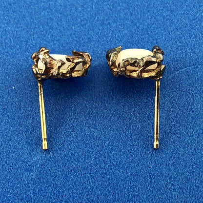 Native American Artisan Sterling Silver 14K Gold Opal Free Form Stud Earrings
