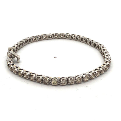 Designer JST 10K White Gold Round Diamond Tennis Bracelet