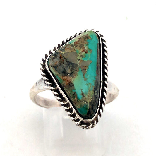 Native American Unsigned Old Pawn 925 Sterling Silver Turquoise Cabochon Ring