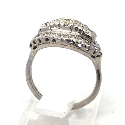 1920s Art Deco Platinum Diamond Trio Waterfall Engagement Bridal Cocktail Ring
