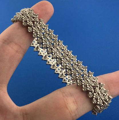 Designer Sterling Silver 925 Diamond Statement Band Tennis Bracelet