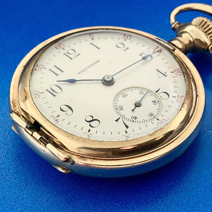 Vintage 1909 Waltham 15j Grade 165 Pocket Watch Gold Filled Case